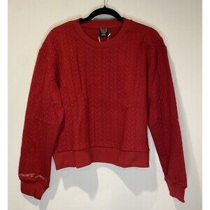 NEW Laila Ali Sweatshirt Women Large Burgundy Soft Textured Cotton Travel Lounge
